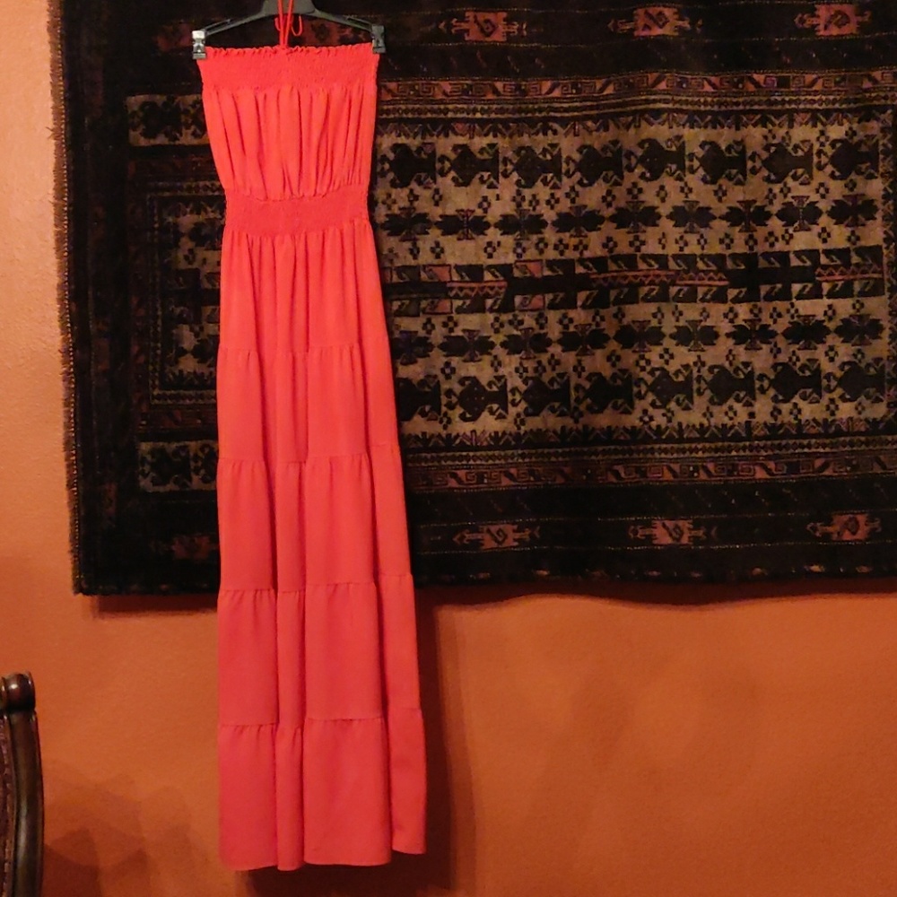 Tbags orange maxi dress.